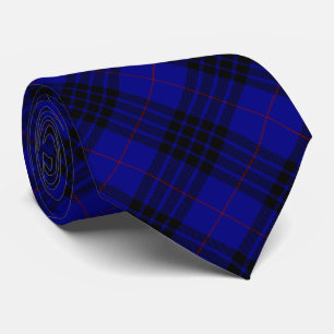 MacKay tartan blue black plaid Tie