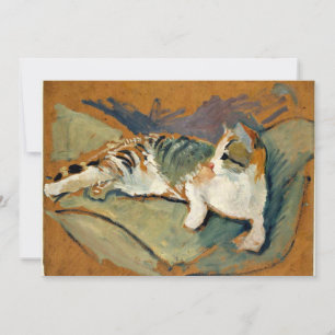 Macke - Cat on the Green Pillow, Card