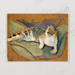 Macke - Cat on the Green Pillow Postcard