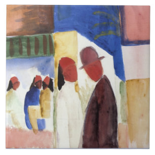 Macke - On the Street, watercolor painting, Ceramic Tile