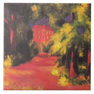 Macke - Red House in Park, Ceramic Tile