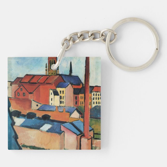 Macke - St. Mary's with Houses and Chimney (Bonn) Key Ring (Back)