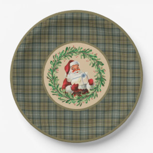 MacKellar Clan Tartan and Santa Wreath Paper Plate