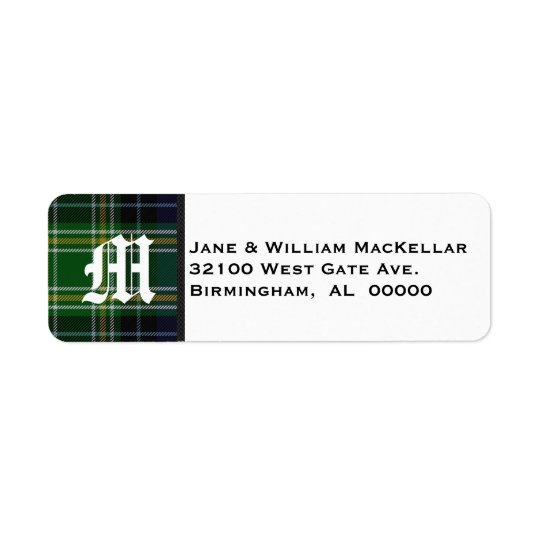 MacKellar Tartan Plaid Monogram Address Labels
