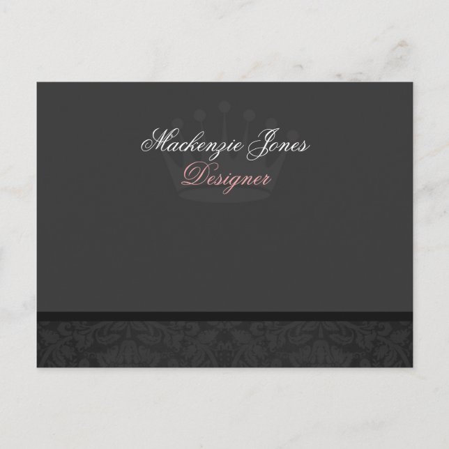 Mackenzie #1 Black Damask Chic Bowcard Postcard (Front)