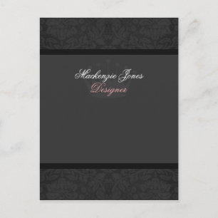 Mackenzie #2 Black Damask Chic Bow Card