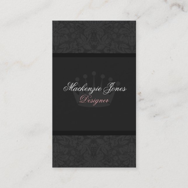 Mackenzie #4 Black Damask Chic Business Card (Front)