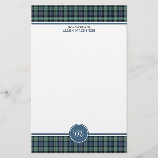 Mackenzie Clan Ancient Tartan Monogram Stationery (Front)