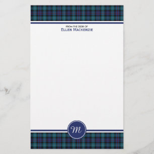Mackenzie Clan Modern Tartan Monogram Stationery