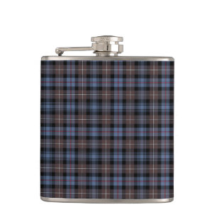 Mackenzie Clan Reproduction Tartan Blue Plaid Hip Flask