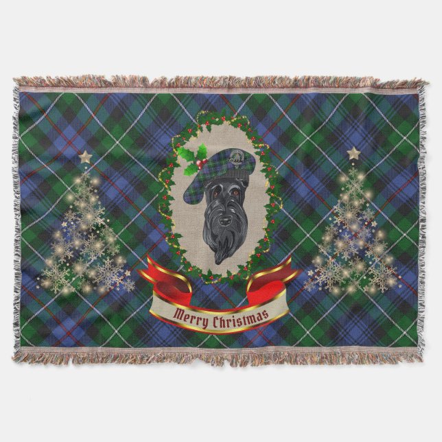MacKenzie  Scottie Dog Christmas Throw Blanket (Front)