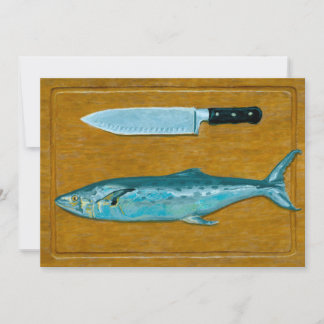 Mackerel and Knife Folded Greeting Card