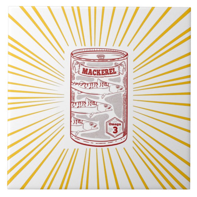 Mackerel Canned fish pop art Ceramic Tile (Front)