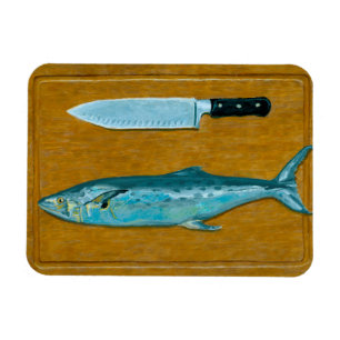 Mackerel on Cutting Board Flexible Magnet
