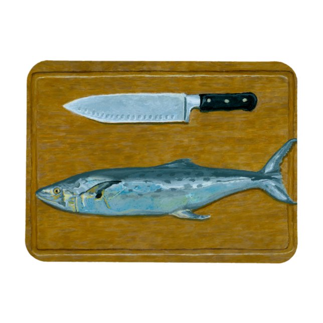 Mackerel on Cutting Board Flexible Magnet (Horizontal)