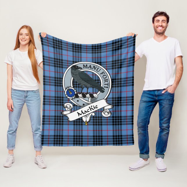 MacKie Blue Clan Badge Tartan Plaid Fleece Blanket (In Situ)