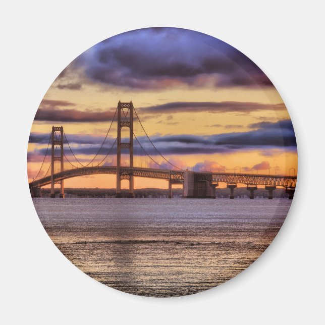 Mackinac Bridge 1155 Gold Magnet (Front)