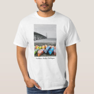 Mackinac Bridge and Canoes Select Colour T-Shirt