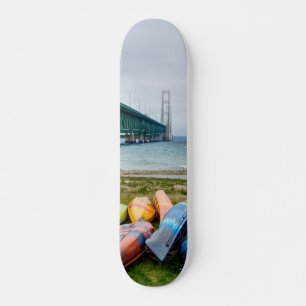 Mackinac Bridge And Canoes Skateboard