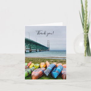 Mackinac Bridge And Canoes Thank You Card