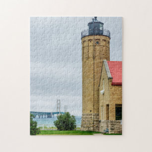 Mackinac Bridge and Lighthouse Jigsaw Puzzle