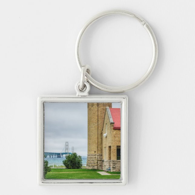 Mackinac Bridge and Lighthouse Key Ring (Front)