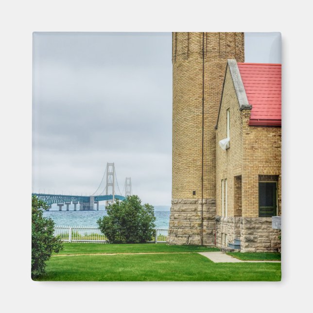 Mackinac Bridge and Lighthouse Magnet (Front)
