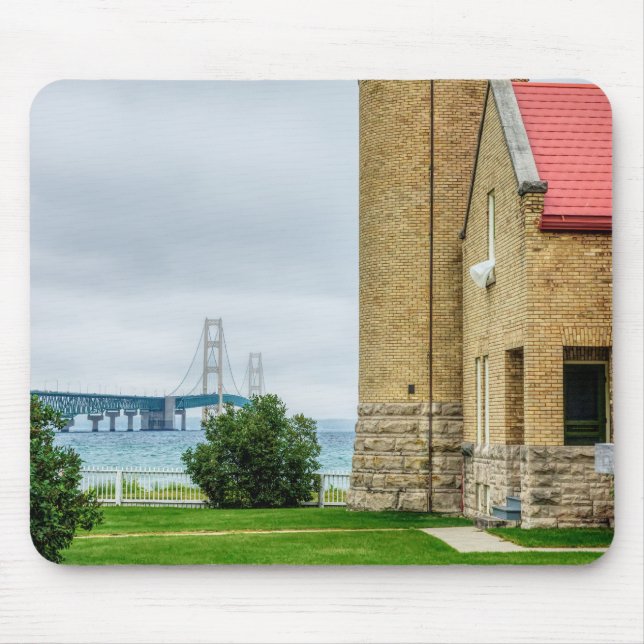 Mackinac Bridge and Lighthouse Mouse Pad (Front)