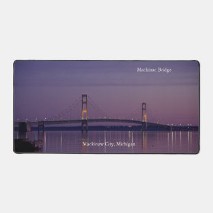 Mackinac Bridge at dusk desk mat