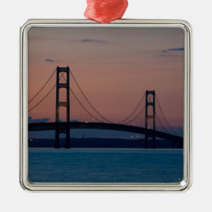 Mackinac Bridge At Dusk Metal Ornament
