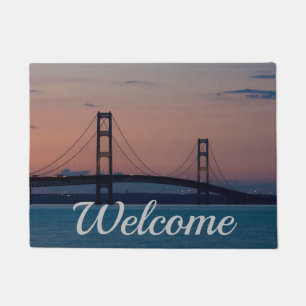Mackinac Bridge At Dusk Welcome Doormat