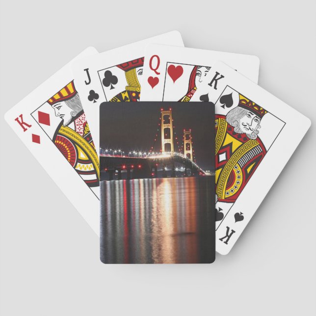 Mackinac Bridge at Night Playing Cards (Back)