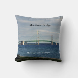 Mackinac Bridge from Mackinaw City square pillow