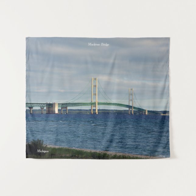 Mackinac Bridge from Mackinaw City Tapestry (Front (Horizontal))