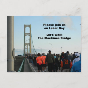 Mackinac Bridge Labour Day Walk Annual Event Join  Holiday Postcard