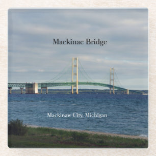 Mackinac Bridge Mackinaw city glass coaster