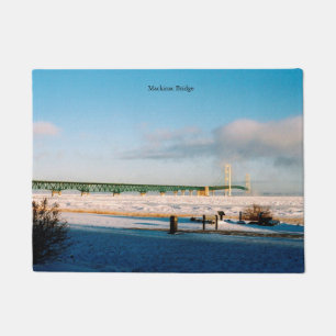 Mackinac Bridge Mackinaw City winter door mat