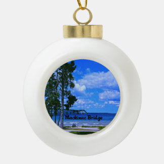 Mackinac Bridge Michigan Ceramic Ball Christmas Ornament