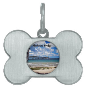 Mackinac Bridge Michigan Pet Name Tag
