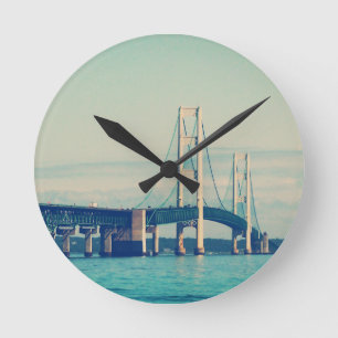 Mackinac Bridge Round Clock