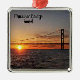Mackinac Bridge Sunset Metal Ornament