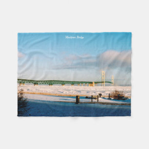 Mackinac Bridge winter fleece blanket