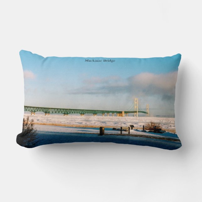 Mackinac Bridge winter Lumbar Cushion (Front)