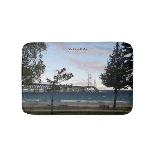 Mackinac Bridge with trees bathmat