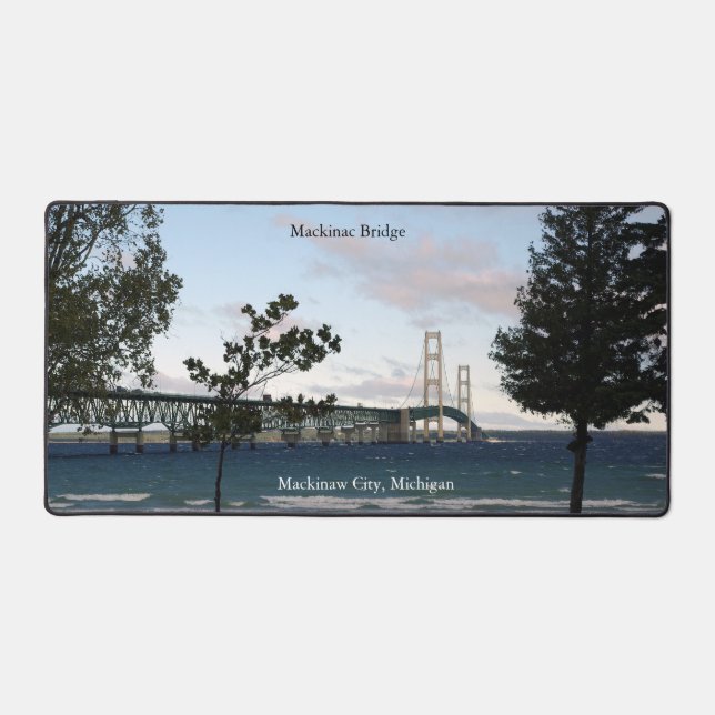 Mackinac Bridge with trees desk mat (Front)