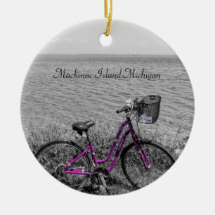 Mackinac Island Bike Selective Color Ceramic Ornament