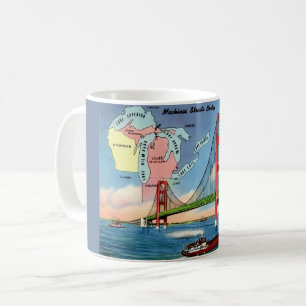 Mackinac Island Bridge Postcard Coffee Mug
