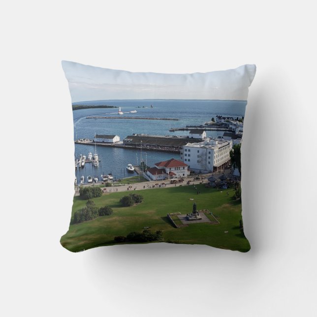 Mackinac Island & Harbor, Michigan Cushion (Front)