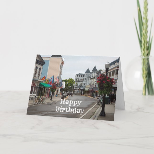 Mackinac Island Main Street Birthday Card (Front)
