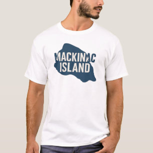 Mackinac Island Map Silhouette Bold Michigan T-Shirt